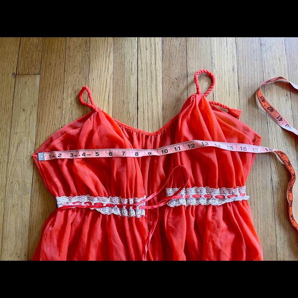 60s Vintage Sheer Nylon Orange Robe by Intime California - Picture 10 of 10